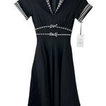 Unique Vintage NEW  1950s Dovima Swing Dress Black & Houndstooth XS Rockabilly Photo 14