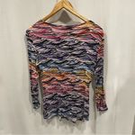 Cable & Gauge Cute stretchy rainbow wave twist front deep v babydoll 3/4 sleeve top mermaid Photo 5