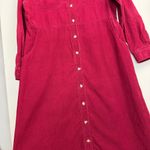 Vintage 90s FADS Corduroy Shirt Dress Sz 14 Red Button Front Long Sleeves Photo 6