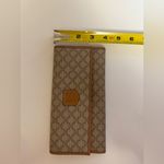 CELINE  Vintage Macadam Long Wallet Tan Canvas Leather Trim Made In Italy Photo 2