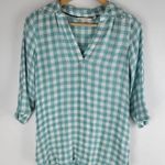 Soft Surroundings Al Fresco Gingham Collar Tunic V-neck Blue Size XS Photo 0