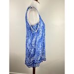 Poupette St Barth 100% Silk Blue Boho Crinkle Tunic Top L Crochet Trim Resort Size L Photo 9