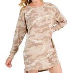 New Jenni Macy’s Camo Print Super Soft Sweatshirt Sleepshirt Size XS Tan Photo 0