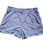 American Eagle Mom Shorts Women Size 10 Blue Corduroy High Rise Pleated Cuffed Photo 0