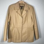 Dialogue Vintage Y2K Beige Tan Women’s Blazer Jacket Classic Leather M Charlies Angels Photo 0