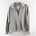 Aerie  Long Sleeve Quarter Zip Waffle Knit Sweatshirt Gray Medium Photo 1