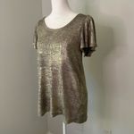 Anthropologie  silver metallic short sleeve top size S Photo 2