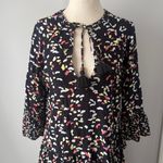 Maaji Black Multicolor Mini Dress Size Large Dreamer Black Opal Tunic 3/4 Sleeve Photo 4