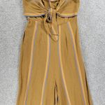 O'Neill Lahaloo Striped Jumpsuit Womens S Gold Strapless Smocked Bandeau Boho Photo 5