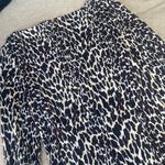 Tory Burch Medium Blue Brown Leopard Cheetah 3/4 Sleeve Midi Dress Stretch Photo 2