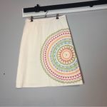 Boden Skirt Knee Length White Embroidered Mandala Sunburst Rainbow Size 6R 6 Green Photo 1