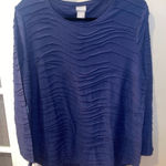 Chico's  Deep Navy Blue Knit Top textured shirt tee woman’s size XL EUC Photo 0