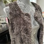Melody Faux Fur Vest Gray Soft Plush Cozy Layering | Adjustable Waist Size Small Brown Photo 3