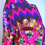 Vintage 1980’s bright Sequin Shimmer Long sleeve Jacket Blazer Cardigan sweater Pink Size M Photo 9