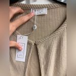Sage NWT  The Label Taupe Ribbed Knit Cropped Cardigan Size Large Photo 1