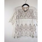 Hunter Bell Womens Top White Crochet Lace Overlay 3/4 Sleeve Blouse Size 4 Photo 5