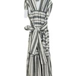 MISA Los Angeles NWT  Domenika V Neck Striped Maxi Dress Gray White Medium Photo 2
