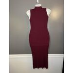 Knit & Love Dress Womens Medium Ribbed Sleeveless Mock Neck Midi Bodycon Red Photo 5