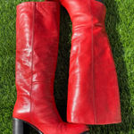 Free People Grayson Vibrant Red Heeled Nnee- High Boots Size 37 or 6.5-7 Photo 0
