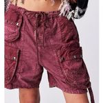 Free People  Moon Bay Parachute Shorts XS NWOT Cargo Utility Low Rise Harem Red Photo 0