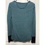 Eddie Bauer Y2K  Striped Teal Thermal Long Sleeve Shirt Medium Outdoors Snaps M Photo 3