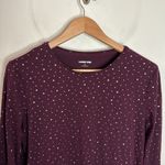 Lands' End Lands’ End plum cotton blend long sleeve t-shirt golden scattered stars size L Photo 2