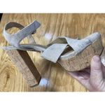 Veronica Beard Platform Heels Women's 9M Ivory Suede Criss Cross Preppy S56 Photo 3