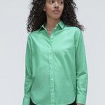 Everlane NWT  The Silky Cotton Relaxed Shirt Striped Green Size 2 NEW Photo 0