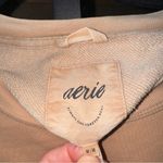 Aerie  oversized pullover slouchy raw hem beige tan sienna sweatshirt terry crew Photo 2
