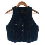 EDWIN Women’s Black Denim‎ Button Front Biker Vest Motorcycle Western Size Small Photo 0