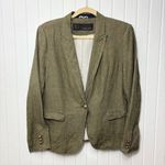 ZARA  Linen blazer Olive green Size XL Photo 2