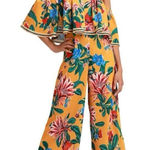 Lulus Women’s Honolulu Golden Yellow Floral Print Off Shoulder Jumpsuit Size S Photo 0