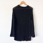 Quince Organic Cotton Open Knit Long Sleeve Cover Up Mini Dress in Black Photo 2