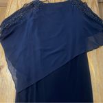 XScape Chiffon Pop-Over Navy Dress Photo 7