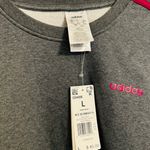 Adidas New Women's Essentials 3 Stripes Sweatshirt Gray Maroon Size Large Photo 2