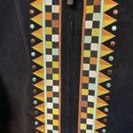 Bob Mackie  Black Faux Suede Southwest Horse Embroidery Full Zip Jacket Womens SM Photo 2