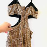 NWT Lulus Luxe Gold Sequin Cutout Bodycon Mini Dress. Size L Photo 6