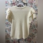 Lilly P Women’s Ruffle Shell Short Sleeve Sweater Large in Cream Soft Dressy Photo 8