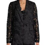 Ungaro Women’s Size M Black Kehlani Floral Eyelet Snap Front Blazer Jacket Size M Photo 0