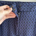 Mario Serrani  Italy Diamond Print Navy Blue Trousers, Business Casual Pants, 12 Photo 7