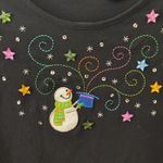 kim rogers Embellished XL Snowman Winter Holiday Christmas Black‎ Top Shirt  Photo 2