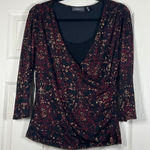 Elementz  Women’s Y2K Made In USA Red/Black/Gold Ruched Layered Top Medium Photo 0