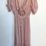 Faithfull the Brand Faithful the Brand Revolve Maple Pink Plaid Cut Out Midi Dress Photo 8