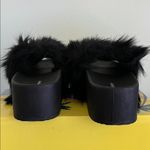 Forever Link Forever Donut Black Fuzzy Platform Slides Photo 7