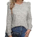 NEW Besshopie Puff Long Sleeve Shirt Round Neck knit S Gray Photo 0