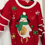 it's our time Christmas Penguin Ugly Sweater 3D Ornaments Cute Red Holidays Snow Photo 2