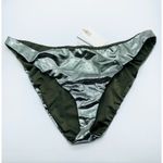 Good American Better Bikini Bottom Reversible Stormy Foil Silver Green 3 US L Photo 3