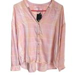 Kut From The Kloth Button up shirt Light Pink/Peach plaid Womens XS Boxy fit NWT Photo 1