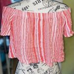 FAVLUX Size Medium Women’s Off-Shoulder Cropped Top • Pink & White Stripes • GUC Photo 8