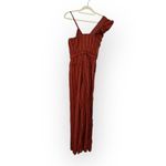 Three Floor Margaux Jumpsuit Womens 2 Burnt Orange Linen Striped Ruffle NWT Photo 3